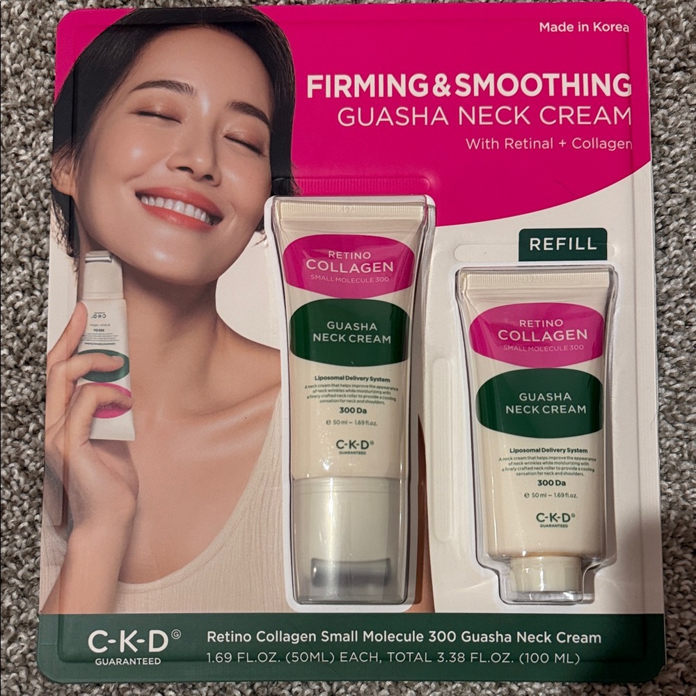 Firming & Smoothing Guasha Neck Cream - Green & Pink